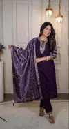 Si 356 Roman Silk Embroidery Work Kurti With Bottom Dupatta